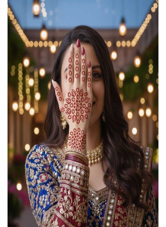 ORDERSHOCK Full Hand Bridal Stencil Mehndi Sticker Combo with Flower Design Waterproof Templates Stencil Sticker - Image 3